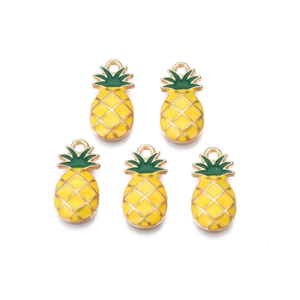 8719 100 pcs Enamel Pineapple Charms Tropical Fruit Pendants Charms Ananas